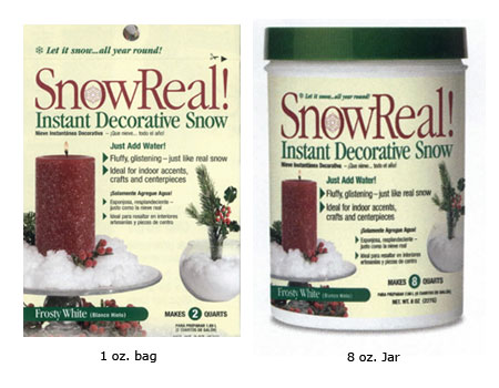 Snow Real packaging sizes