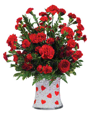Deco Beads and Hearts in a flower vase