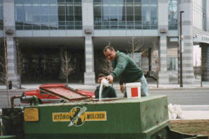 Soil Moist Hydro being used in a hydro mulcher